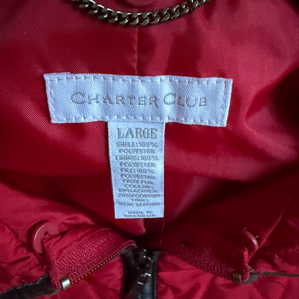 Charter Club Quilted Red Zip Lightweight Jacket w/Zipper Pockets - Picture 4 of 9